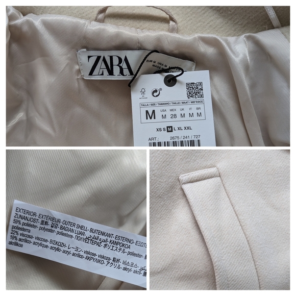 Zara oversized double breasted vanilla cream coat - Picture 6 of 11